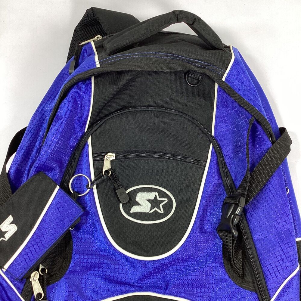 Starter Backpack Zip Multipocket Black Blue Id Tag - image 2